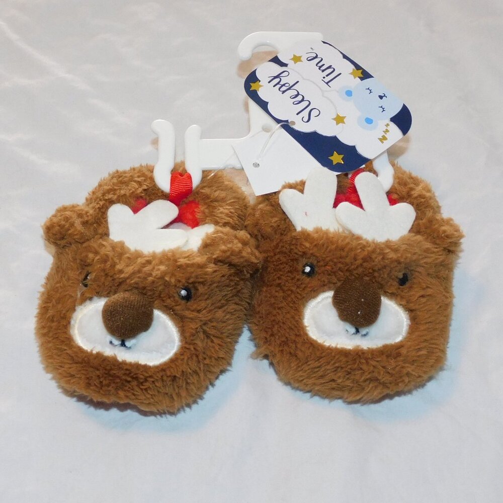 Baby Toddler Reindeer Slippers Christmas Sizes 0-6 & 6-12 Months Unisex New
